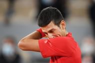 Novak Djokovic during the French Open final against Rafael Nadal